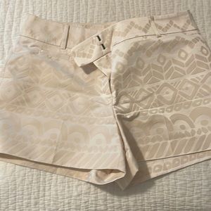 Ann Taylor Loft Cream Patterned Shorts